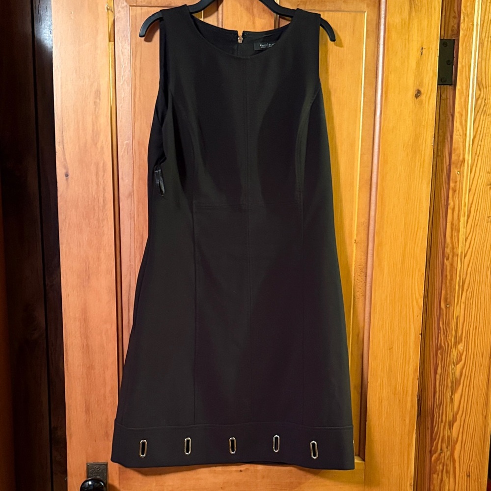 White House Black Market Black Midi Dress with Gold Details